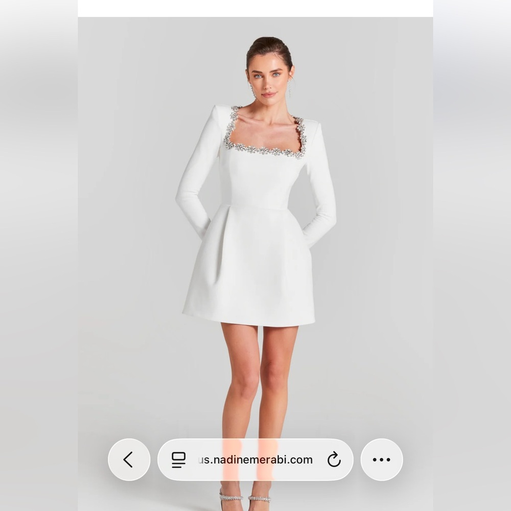 NADINE MERABI White Long Sleeve Dress